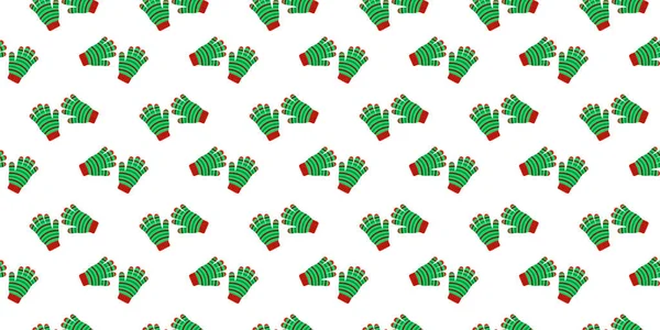 Naadloos Patroon Met Paar Gebreide Gestreepte Handschoenen Gezellige Winterachtergrond Kerstmis — Stockvector
