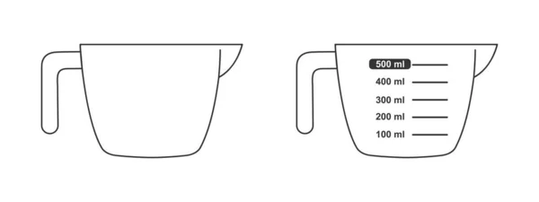 Измерительные Чашки Пустые Объемом 500 Графической Шкалы Поллитровый Контейнер Приготовления — стоковый вектор