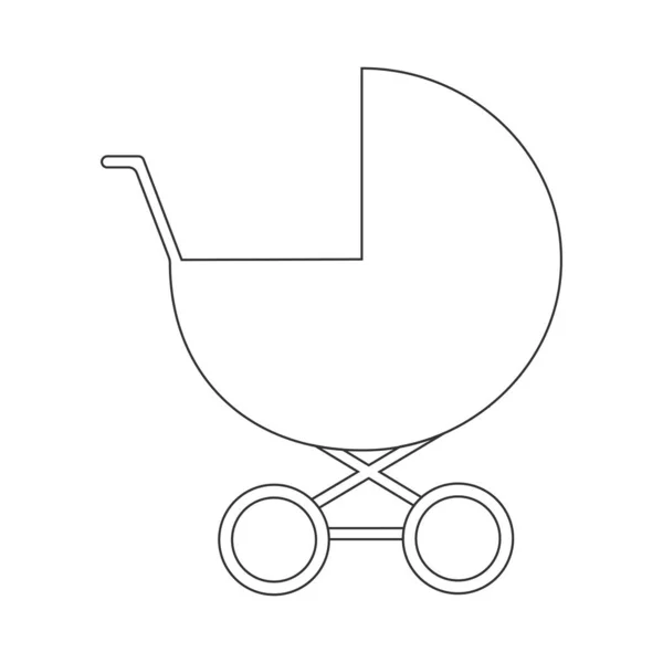 Εικονίδιο Μεταφοράς Μωρού Περίγραμμα Βρεφικού Καροτσιού Απομονωμένο Λευκό Φόντο Επεξεργάσιμο — Διανυσματικό Αρχείο