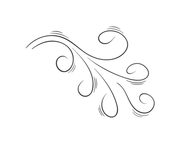 Handgezeichnete Wirbel Ikone Luftströmung Oder Windstoß Effekt Doodle Stil Skizze — Stockvektor