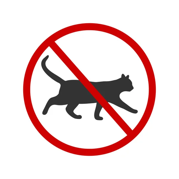 Permiten Gatos Icono Mascotas Caminando Zona Prohibida Pictograma Gatito Símbolo — Vector de stock