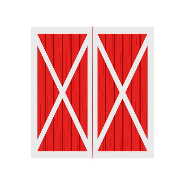 Красная Деревянная Дверь Сарая Изолирована Белом Фоне Вид Спереди Элемент — стоковый вектор