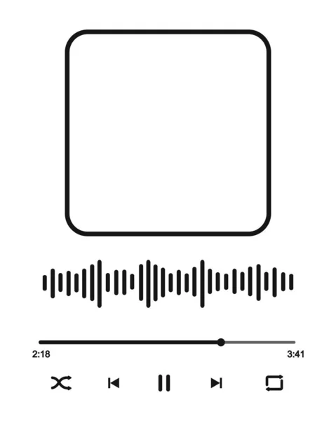 Interface Lecteur Musique Avec Cadre Pour Pochette Album Onde Sonore — Image vectorielle