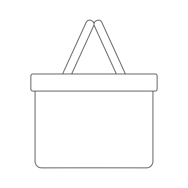 Picknickkorb Umreißt Symbol Handgefertigter Weidenstampfer Mit Zwei Henkeln Auf Weißem — Stockvektor