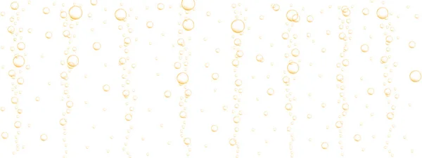 Zlaté Plovoucí Vzduchové Bubliny Pozadí Šumivé Šumivé Nápoje Sycená Voda — Stockový vektor