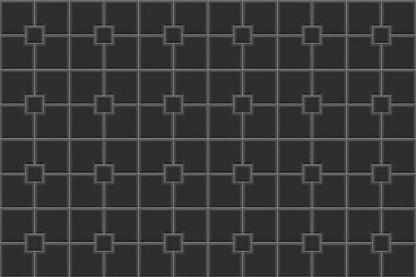 Siyah koridor kare kiremit arka planı. Taş ya da seramik tuğla duvar dokusu. Mutfak arka plan planı. Duş, tuvalet ya da banyo zemin dekorasyonu. Mozaik kusursuz desen. Vektör düz resimleme