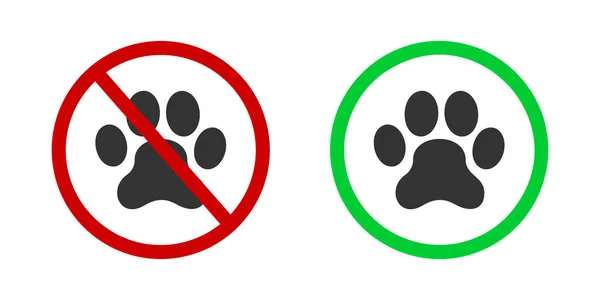 Inga Husdjur Och Husdjur Tillåtna Ikoner Djurförbud Och Vänliga Zonbeteckningar — Stock vektor