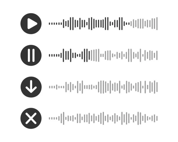音声メッセージアイコン 白い背景に隔離された再生 一時停止 ダウンロードボタンや音声波とオーディオチャット要素 メッセンジャー ポッドキャストモバイルアプリインターフェイス ベクトルグラフィックイラスト — ストックベクタ