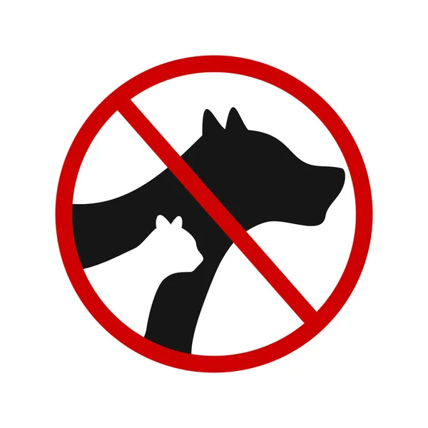 Admiten Mascotas Icono Perros Gatos Símbolo Prohibido Los Animales Prohíben — Vector de stock