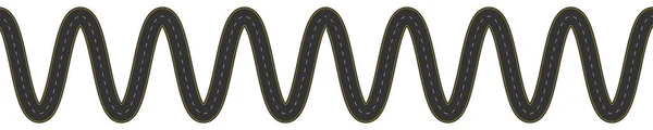 有标记的蛇纹路 高空鸟瞰 公路无缝模式 在白色背景上隔离的绕行公路碎片 矢量平面插图 — 图库矢量图片