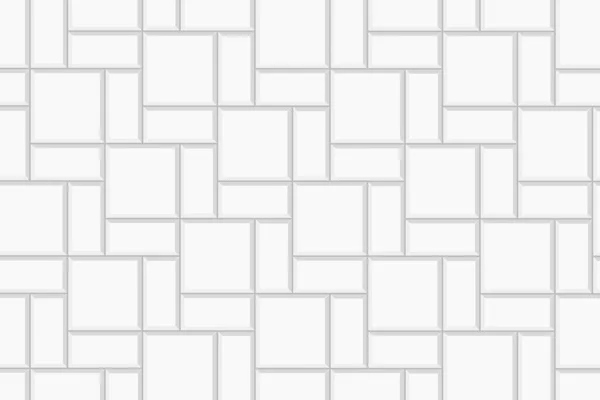 Планировка Плитки Белого Кирпича Мозаичная Текстура Тротуара Каменный Керамический Кирпичный — стоковый вектор
