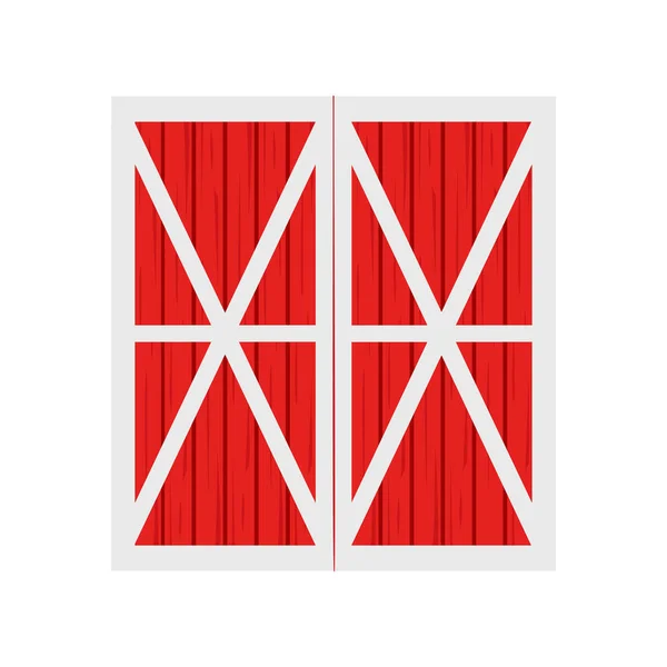 Красные Деревянные Двери Склада Изолированы Белом Фоне Вид Спереди Элемент — стоковый вектор