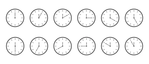 stock vector Countdown timer or stopwatch icons set. Clocks with different minute time intervals isolated on white background. Infographic for cooking or sport game. Vector graphic illustration.