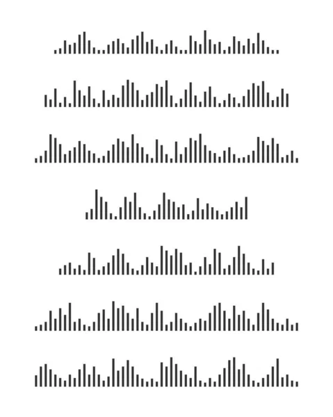 Ensemble Icônes Ondes Sonores Signaux Fréquence Pictogrammes Pouls Messages Vocaux — Image vectorielle