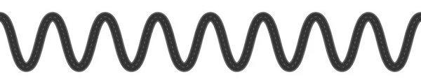 有标记的蛇纹路 横向空中俯瞰 无缝路模板 在白色背景下隔离的边道或山路的元素 矢量平面插图 — 图库矢量图片