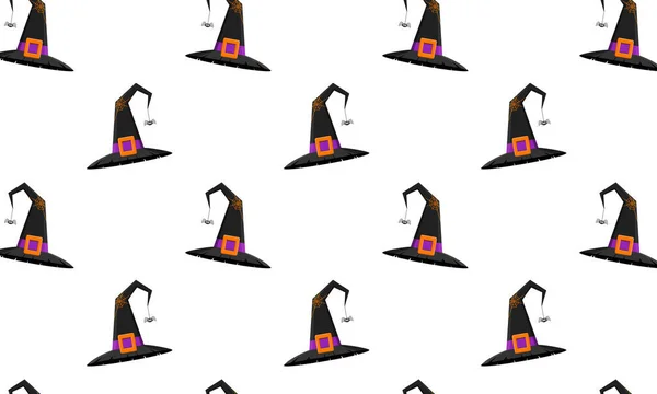 Black Witch Hats Seamless Pattern Halloween Party Background Fabric Design — Stock Vector