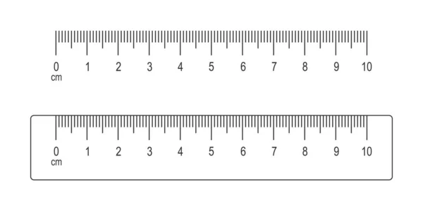 10厘米的刻度 白色背景的尺子 用于距离 高度或长度测量的数学或几何工具 带有标记和数字 矢量概要说明 — 图库矢量图片