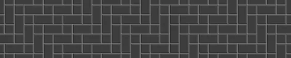 Fekete Herringbone Beillesztett Csempe Vízszintes Textúra Konyha Backsplash Mozaik Elrendezése — Stock Vector