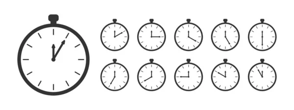 Иконки Хронометра Установка Таймера Обратного Отсчёта Секундомера Часы Разными Минутными — стоковый вектор