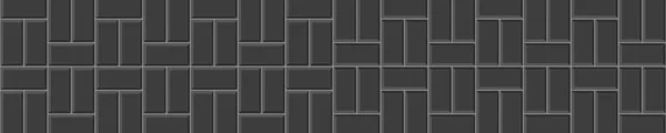 Черная Плетеная Черепица Горизонтальный Бесшовный Рисунок Каменный Керамический Кирпичный Фон — стоковый вектор
