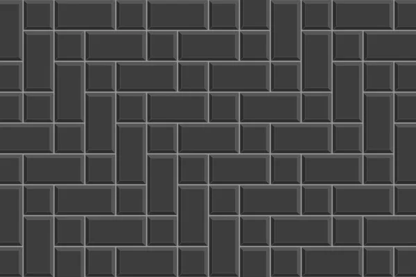 Schwarze Fischgrätstruktur Eingefügt Fliesen Gehwegfläche Backsteinmauer Hintergrund Küche Backsplash Mosaik — Stockvektor
