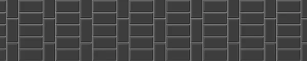 Черный Коридор Плитки Горизонтального Фона Камень Керамические Кирпичные Стены Мозаики — стоковый вектор