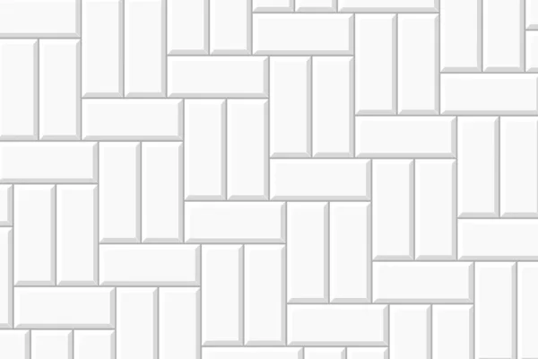 白いバスケットタイルモザイクパターンを織り コーズウェイ配置 バスルーム シャワーまたはトイレの床の装飾 キッチンバックスプラッシュテクスチャ 石やセラミックレンガの壁の背景 ベクトル平図 — ストックベクタ
