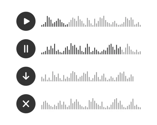 Symbole Für Audiobotschaften Sprachchat Elemente Mit Wiedergabe Pause Herunterladen Kreuztasten — Stockvektor