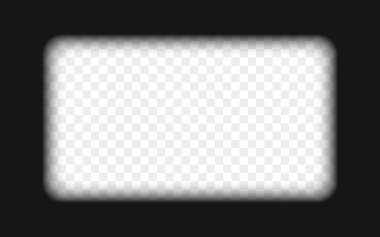 Cinematic frame template on transparent background. 16 on 9 widescreen aspect ratio. Film strip part. Movie technology concept. Vector realistic illustration.