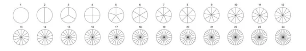 Mallar För Munkar Eller Cirkeldiagram Cirkeln Delar Lika Delar Från — Stock vektor
