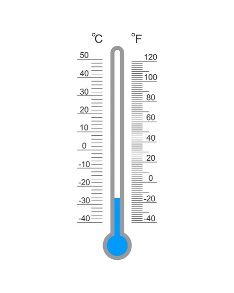 Escala Grados Termómetro Meteorológico Celsius Fahrenheit Con Índice Temperatura Fría — Archivo Imágenes Vectoriales
