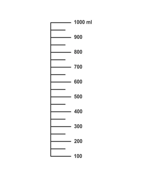 刻度与1升或1000毫升的液体容量测量杯准备烹饪或化学瓶分离的白色背景 矢量概要说明 — 图库矢量图片