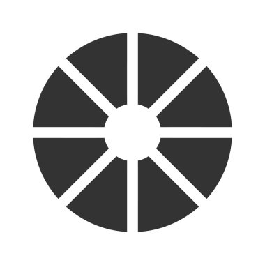 Pizza şablonu. Donut ya da pasta grafiği örneği. Daire 8 eşit dilime bölündü. Beyaz zemin üzerinde sekiz sektör bulunan tekerlek diyagramları. Vektör grafik illüstrasyonu