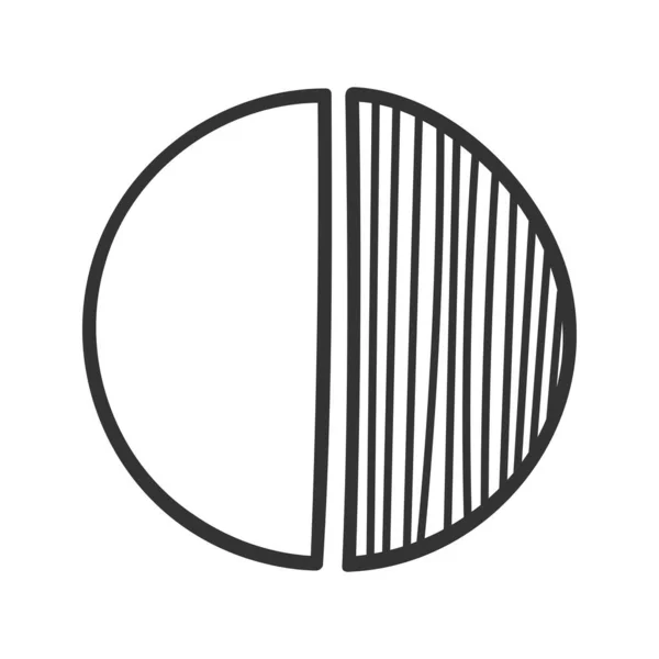Donut Diagramm Doodle Stil Handgezeichneter Kreis Geteilt Auf Zwei Gleiche — Stockvektor