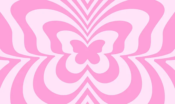 Trendi Pszichedelikus Minta Y2K Stílusban Plakát Ismétlődő Rózsaszín Pillangók Lányos — Stock Vector