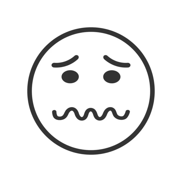 Emoji Ansikte Med Förvirrade Känslor Bläckfiskmun Slutna Ögon Och Skrynklig — Stock vektor