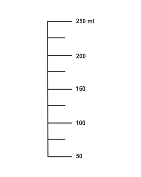 白い背景に隔離された調理や化学フラスコを準備するためにカップを測定するための200ミリリットルの液体量でスケール ベクトルアウトライン図 — ストックベクタ