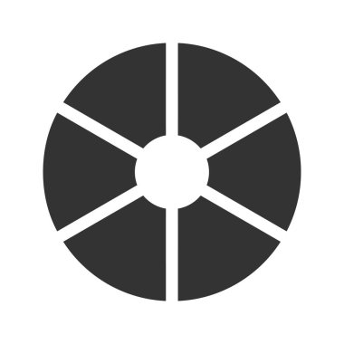 Donut, turta ya da pizza grafiği örneği. Daire 6 eşit parçaya bölündü. Beyaz zemin üzerinde altı sektör bulunan tekerlek diyagramları. Vektör grafik illüstrasyonu.