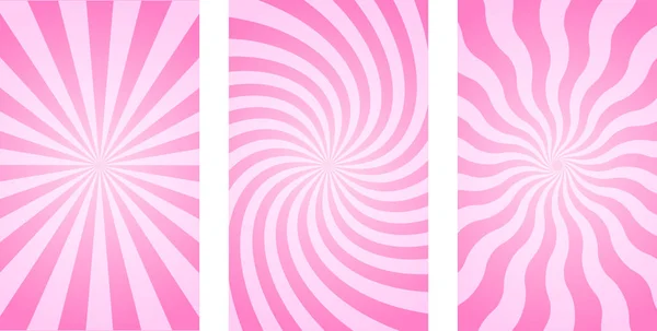 Függőleges Plakátok Rózsaszín Sugárcsíkkal Trendi Retro Y2K Minta Rózsás Napkitörés — Stock Vector