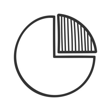 Donut çizelgesi. Ayrı parçalarla el çizimi daire grafiği. Direksiyon şeması çizimi. Yuvarlak şekilli, yumurtadan çıkmış bir bölge. Vektör grafik illüstrasyonu.