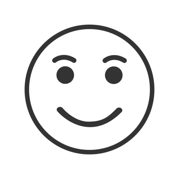 Ikona Twarzy Pozytywnym Usatysfakcjonowaniem Emocji Dobry Szczęśliwy Uśmiechnięty Zadowolony Emotikonowy — Wektor stockowy
