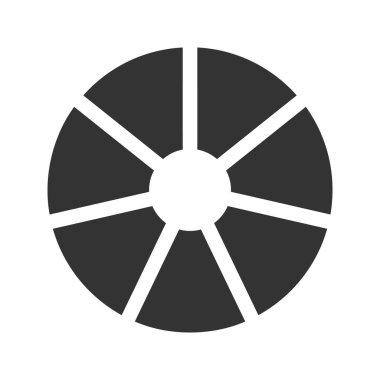 Donut ya da pasta şeması. Çember 7 eşit parçaya bölünür. Beyaz arkaplanda yedi bölümden oluşan tekerlek diyagramları. Vektör grafik illüstrasyonu.