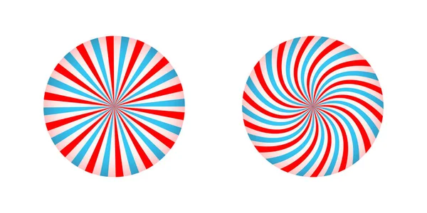 Gerade Und Verwirbelte Rosa Und Blaue Radialstreifen Runder Form Zirkus — Stockvektor