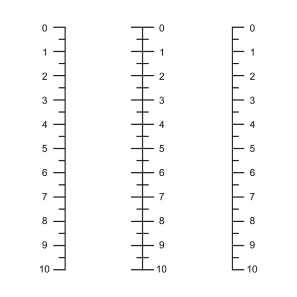 Zestaw Pionowych Wag Linijkowych Oznaczeniem Mierzę Wykresy Centymetrach Narzędzia Pomiaru — Wektor stockowy