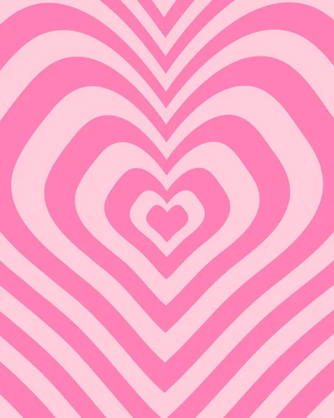 Y2K风格的华丽迷幻海报 在2000年代的流行复古设计中 被扭曲的重复的心脏背景 粉红色彩斑斓的矢量平面插图 — 图库矢量图片