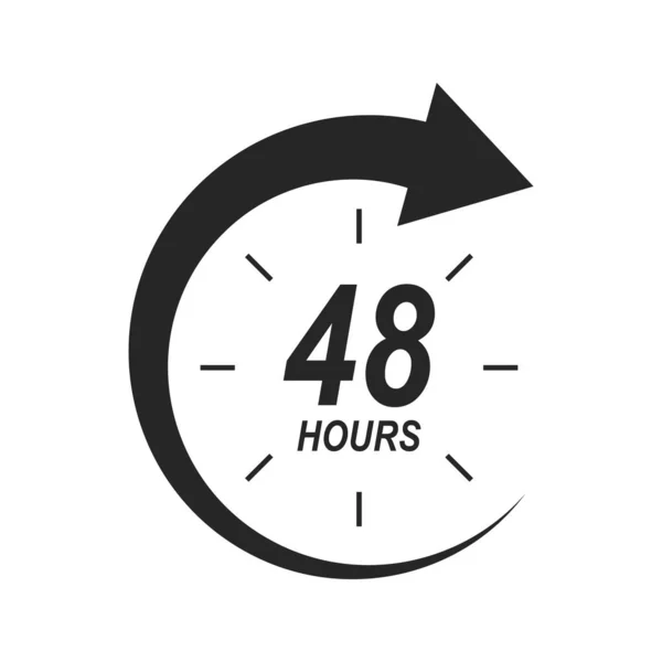 48小时图标与圆形箭头 两天的概念 全天候信号发货 客户服务 折扣建议符号 矢量图形说明 图库插图