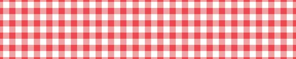 Červený Bílý Gingham Horizontální Pozadí Pikniková Přikrývka Ubrus Ubrousek Kostkované — Stockový vektor