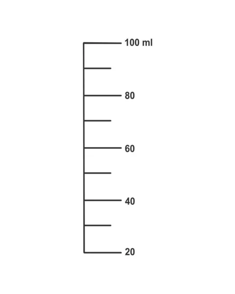 100 Жидкости Шкала Объема Кухни Измерения Чашки Химические Колбы Изолированы — стоковый вектор