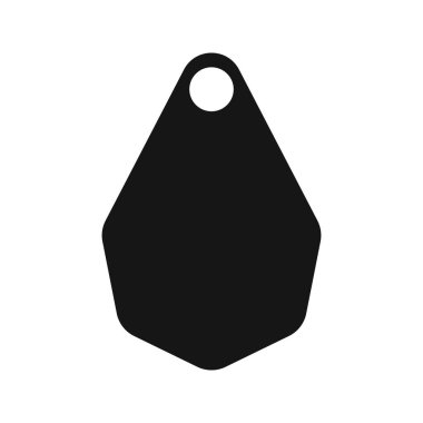 Sığırlar için kulaklık şablonu. Beyaz arka planda izole edilmiş çiftlik hayvanları için boş siyah kimlik etiketi. Çiftlik hayvanları için ön model. Vektör illüstrasyonu.