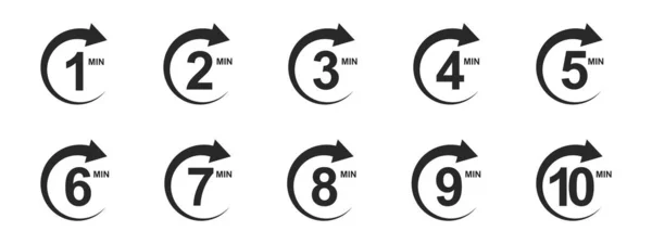 Minuten Symbole Mit Kreispfeilen Stoppuhr Symbole Countdown Zeichen Sport Oder — Stockvektor